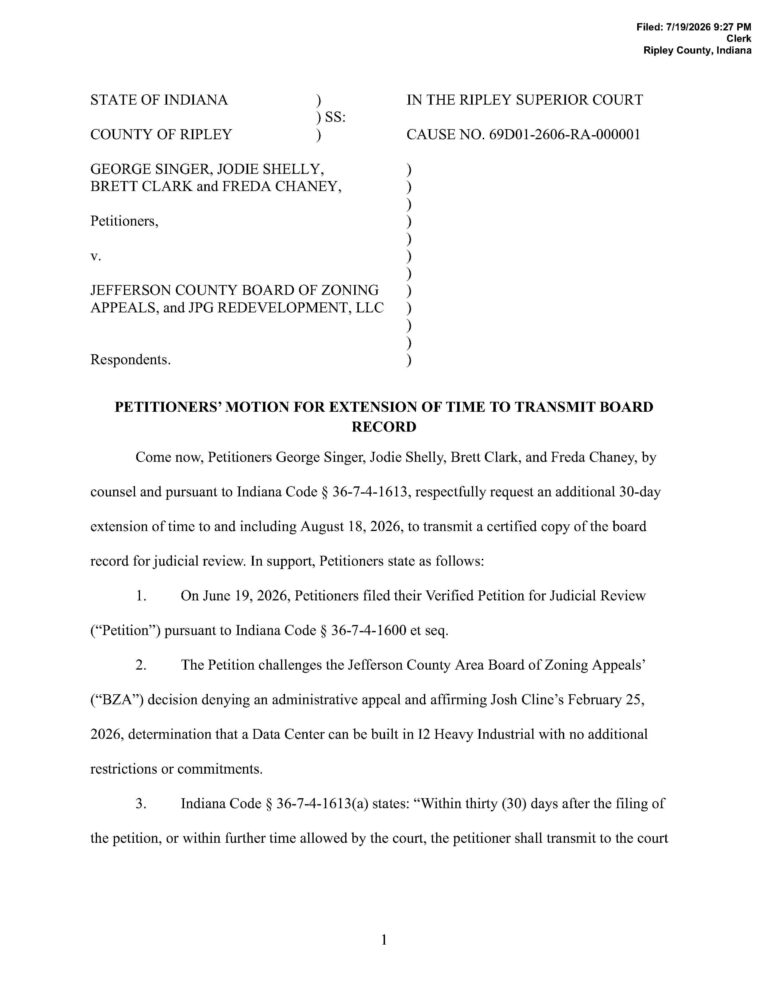 Petitioners Motion for Extension Pg1